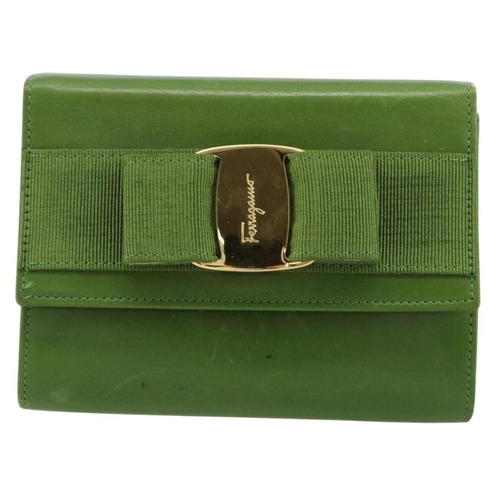 Salvatore Ferragamo Vara Ribbon Chain Shoulder Bag Green